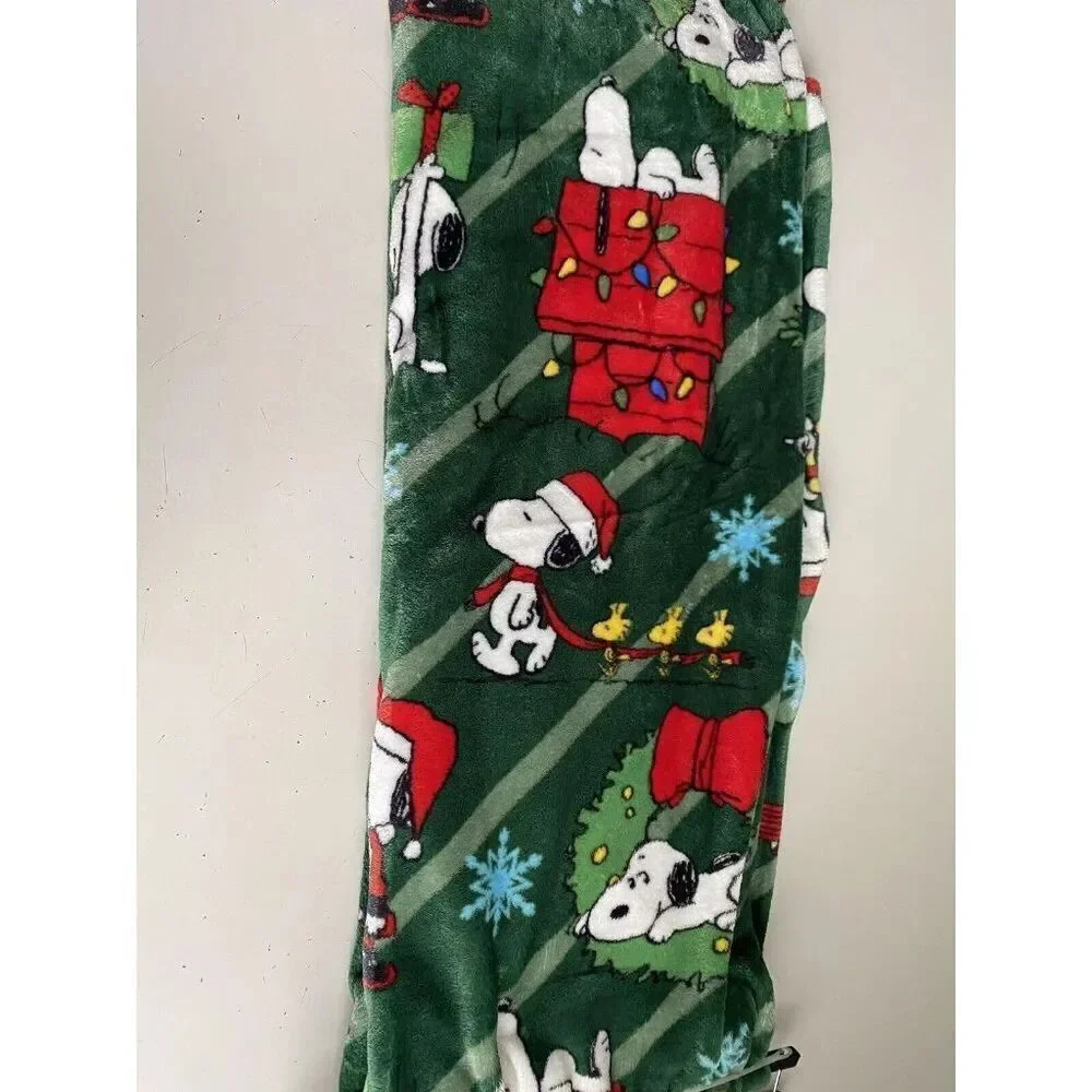 Peanuts Snoopy Christmas Lights Dog House‎ Santa Soft Throw Blanket 50 X 70” NEW